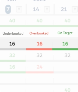 A portion of the Resource Hero Forecast Matrix showing how account managers can see their teams availability as they plan service sales.