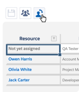 A portion of the Resource Hero Forecast Matrix showing how account managers can move timelines to maximize team utilization.