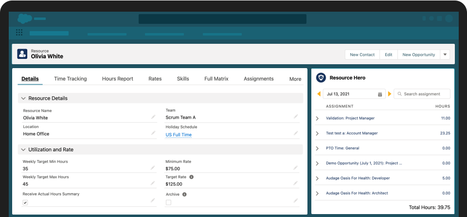 Screenshot depiction of the Resource record page allowing teams to manage resources' attributes.