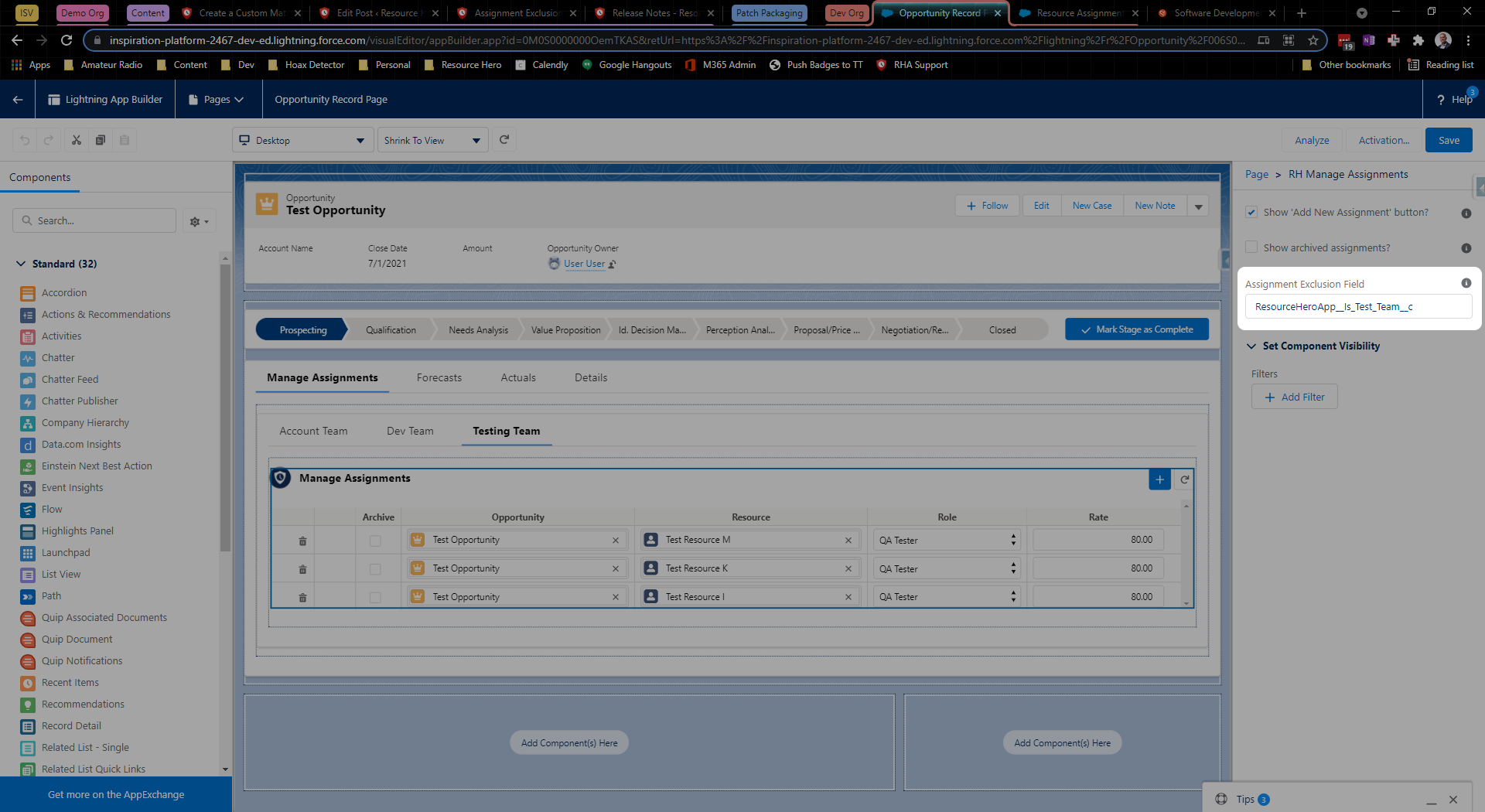 Exclude Example 2 - Exclude field on component for test team