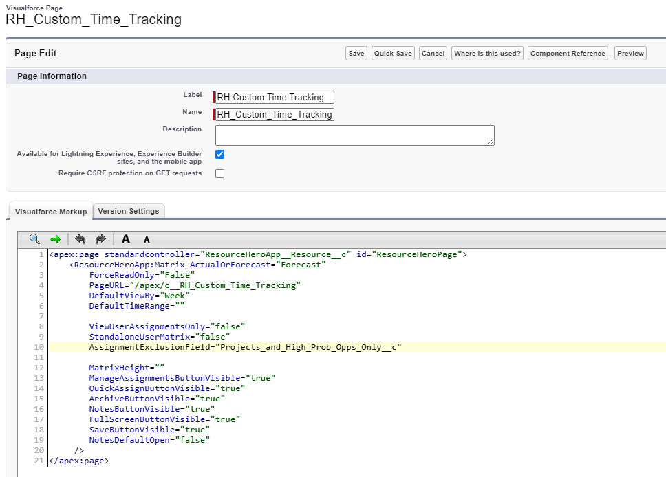 Exclude field on the time tracking matrix