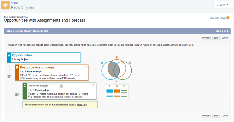 Defining a record set when creating a Custom Report Type