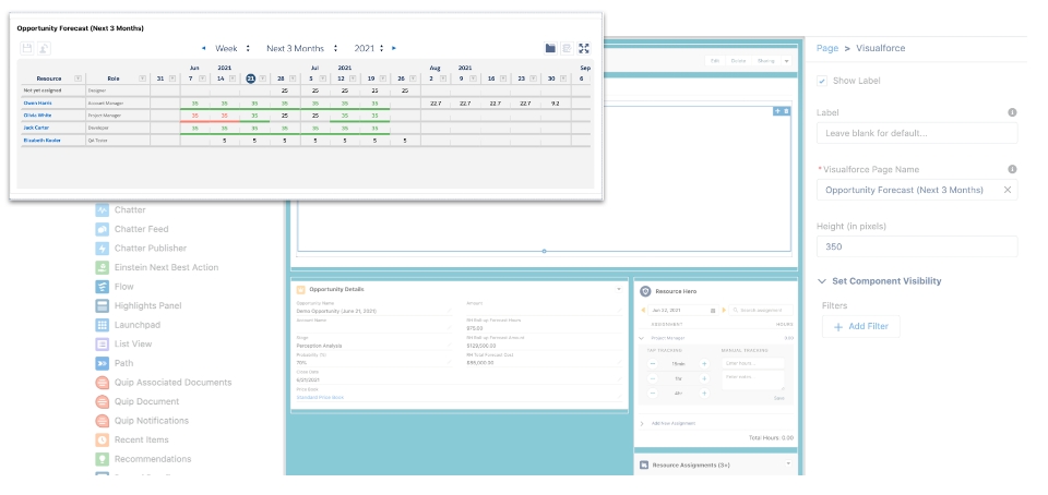 Resource Hero Forecast Matrix being added to Salesforce Lightning layout