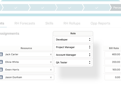 Depiction of how the Resource assignments screen can be customized