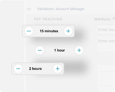 Depiction of how the Resource Hero Tap Tracking interfaces can be customized with time increments.
