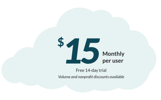 Resource Hero is $15 monthly per user. Comes with Free 14-day trial and volume and non-profit discounts are available